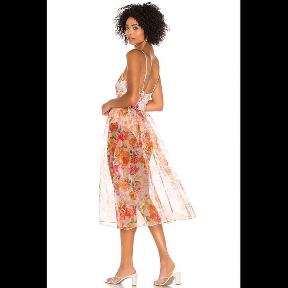 For Love & Lemons Peony Maxi Dress in Coral XL(US10-12) - Picture 4 of 12